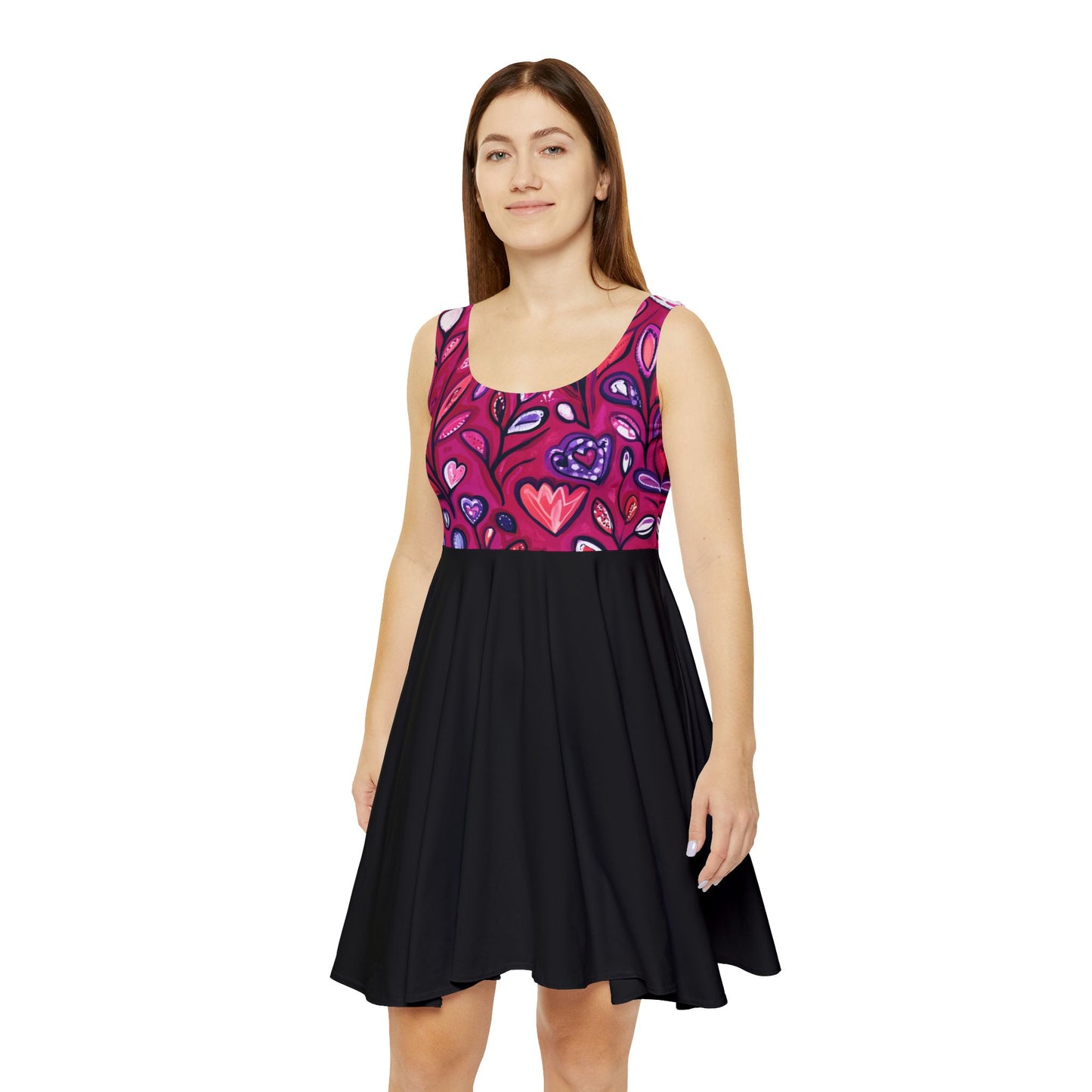 Floral Hearts Valentines Women's Skater Dress