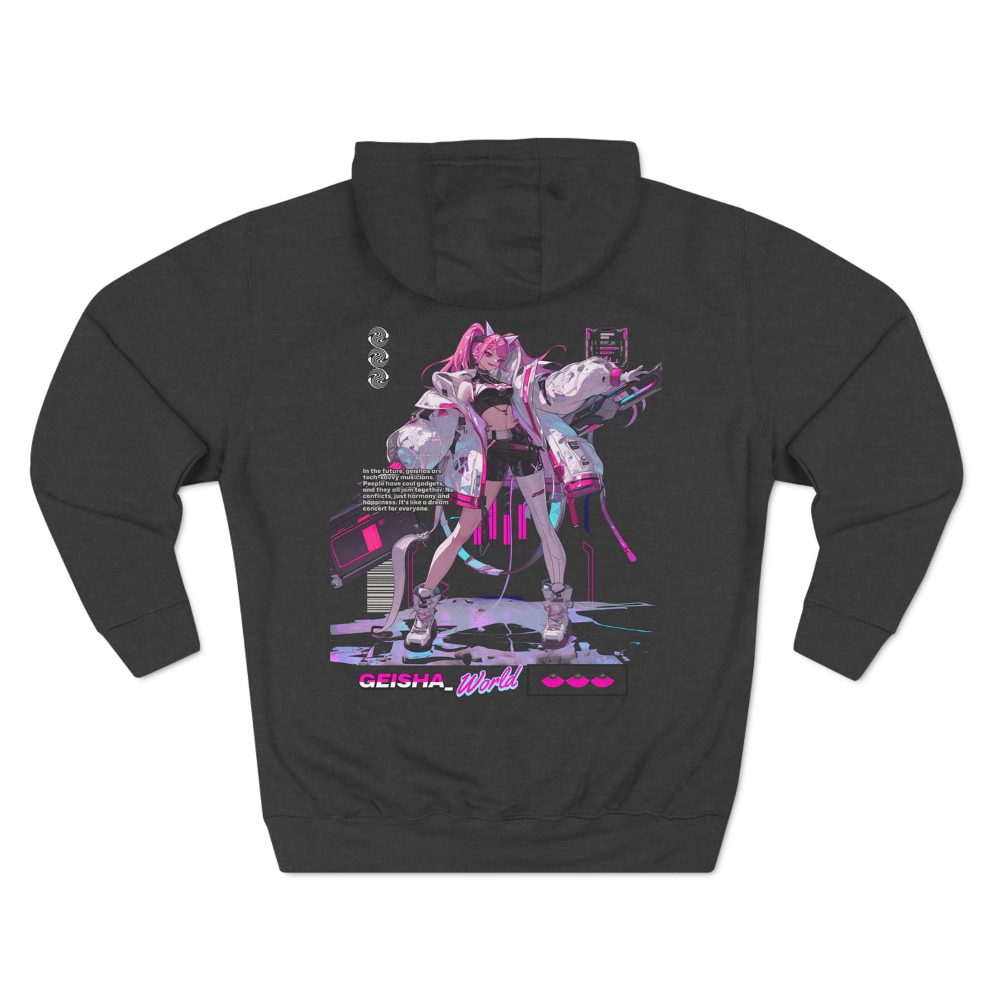 Hime_Code Tech P2 Scripted Graphic Three-Panel Fleece Hoodie