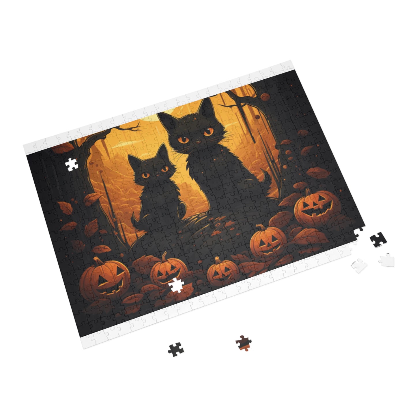 Halloween Pumpkins and Kitties Puzzle (500, 1000- Pieces)