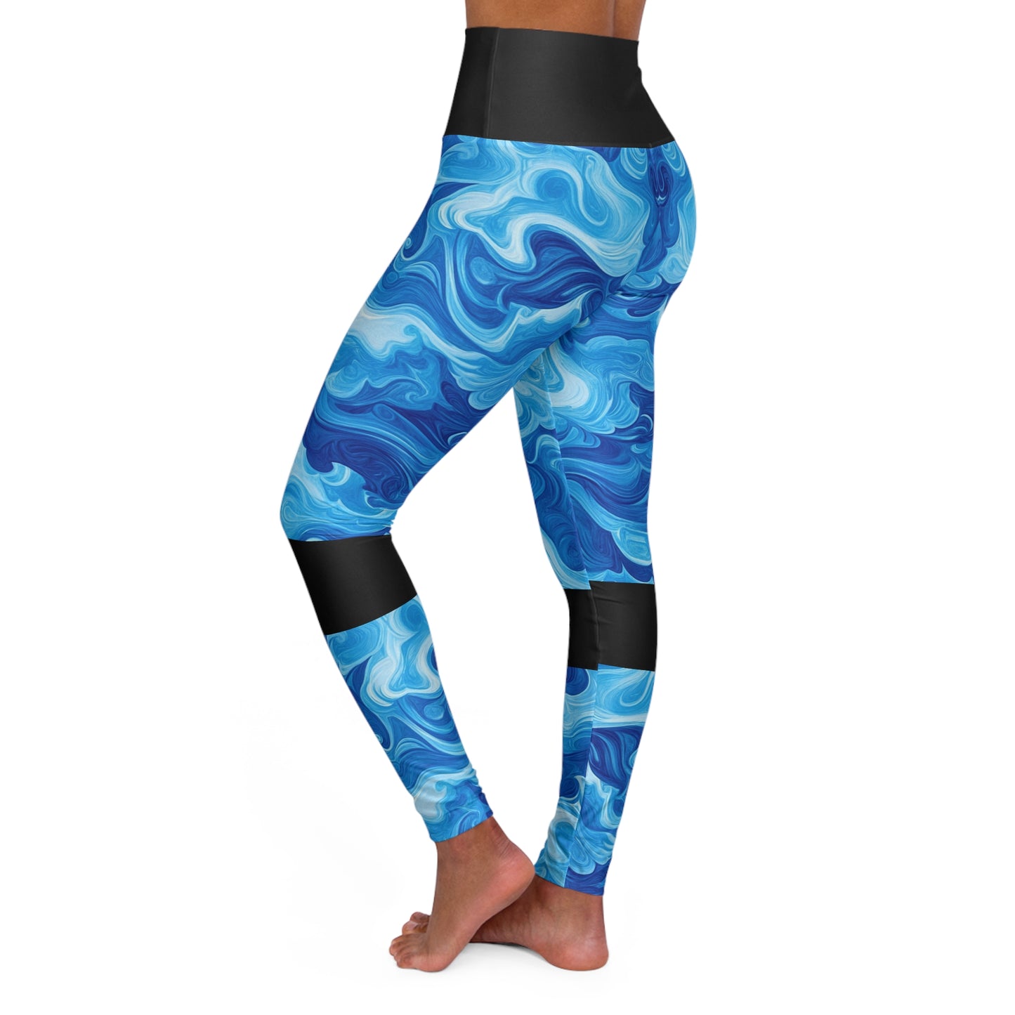 Blue Waves High Waist Yoga Leggings