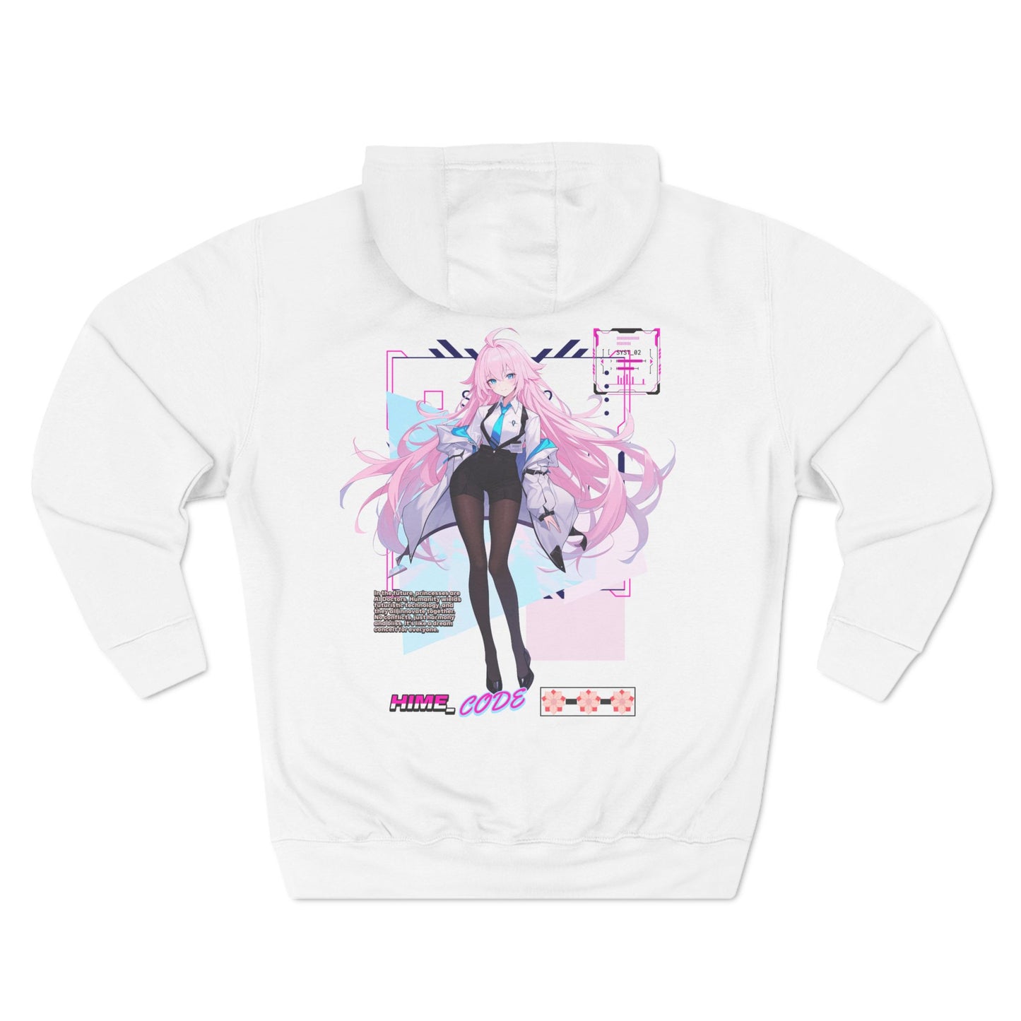 Hime_Code Tech Scripted Graphic Three-Panel Fleece Hoodie