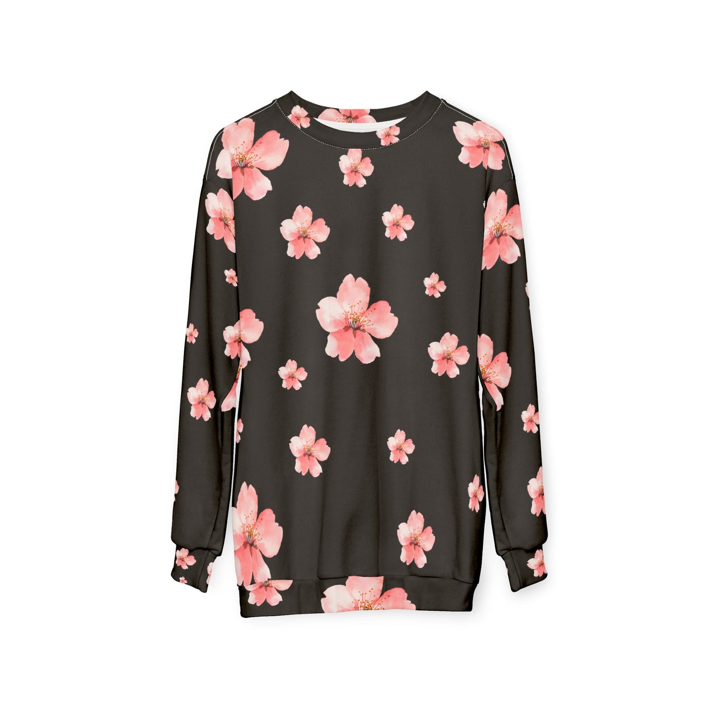 Large Sakura Flower Allover HD Graphic Sweatshirt - Black