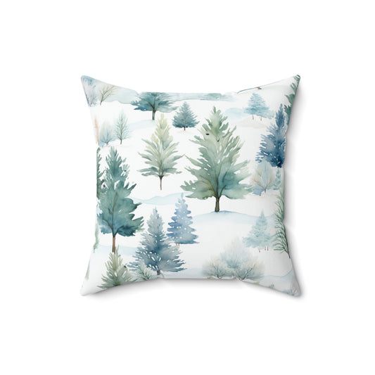 Winter Woods by HD P4 Spun Polyester Square Pillow