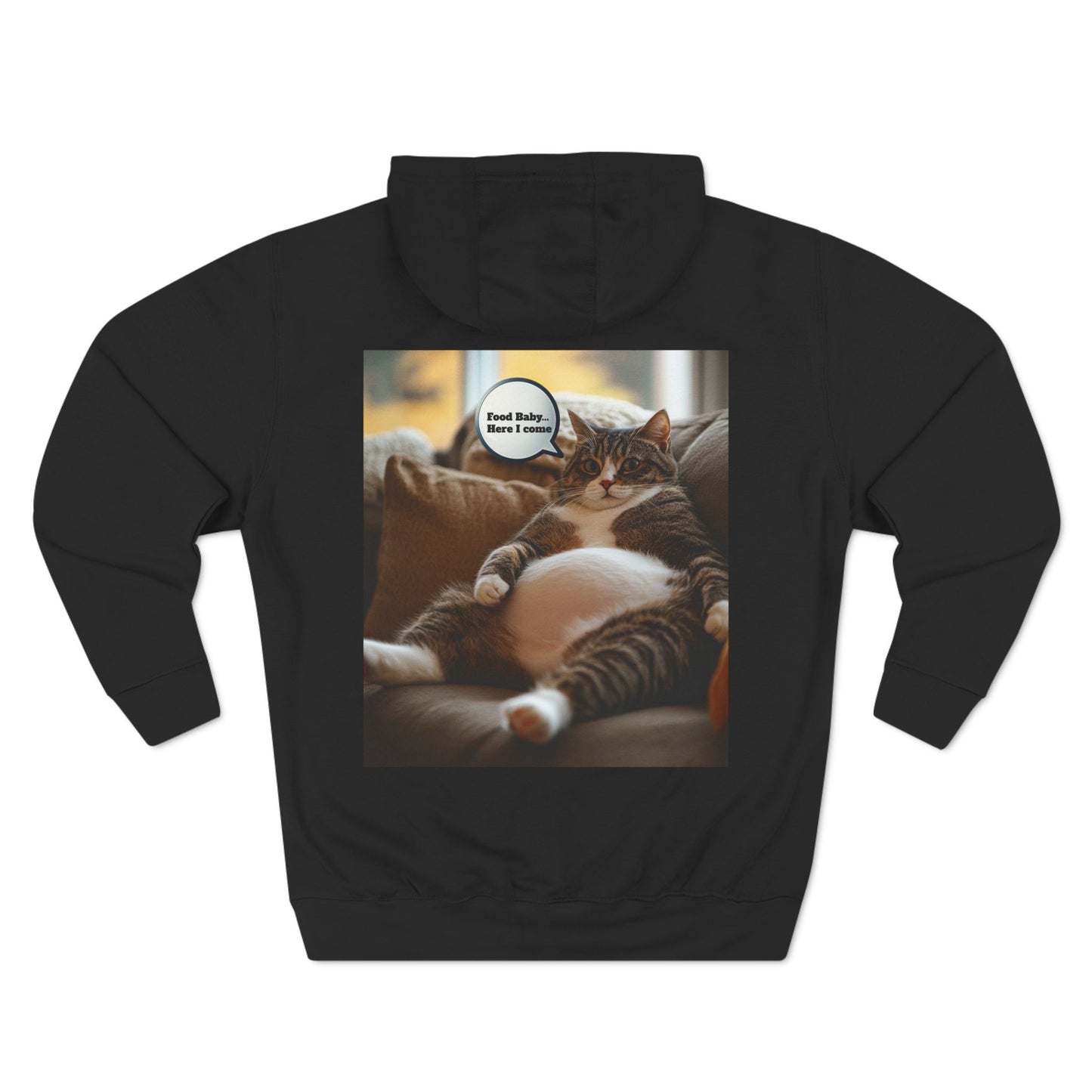 Holiday Food Baby Comic Kitty Shirt Three-Panel Fleece Hoodie