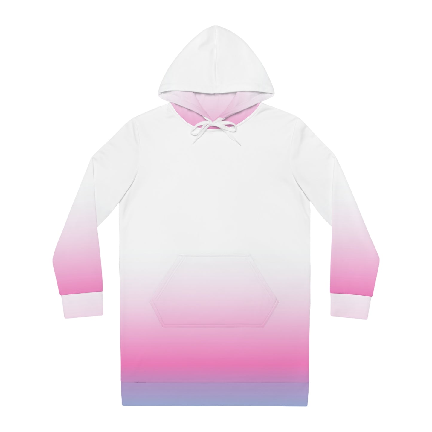 Pink Faded HD Long Women's Hoodie Dress (AOP)